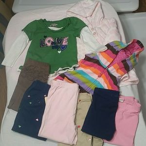 18 month bundle 2 tops, vest, 6 bottoms
